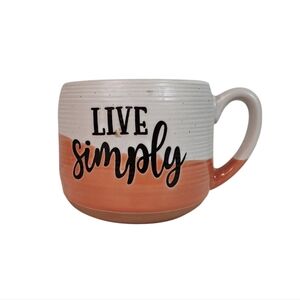 "Live Simply" Coffee Mug – Coral & White Rustic Speckled Cup